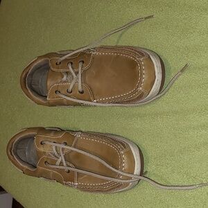 Berkley Jenson Mens Tan Leather Man Made Boat Casual Lace Shoes Mesh Airway 10